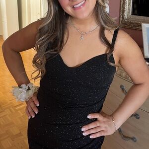 HONEY Black Sparkle Spaghetti Strap Dress